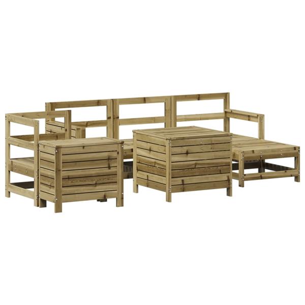 Grote foto vidaxl 7 delige loungeset ge mpregneerd grenenhout tuin en terras tuinmeubelen