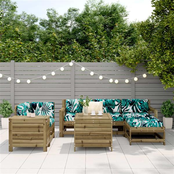 Grote foto vidaxl 7 delige loungeset ge mpregneerd grenenhout tuin en terras tuinmeubelen
