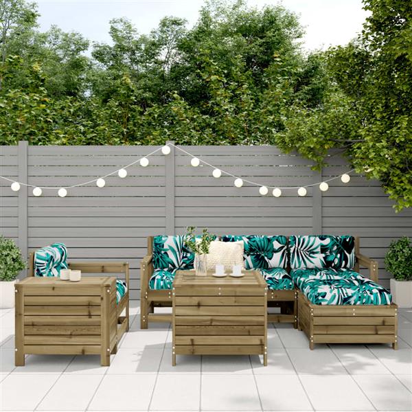 Grote foto vidaxl 7 delige loungeset ge mpregneerd grenenhout tuin en terras tuinmeubelen