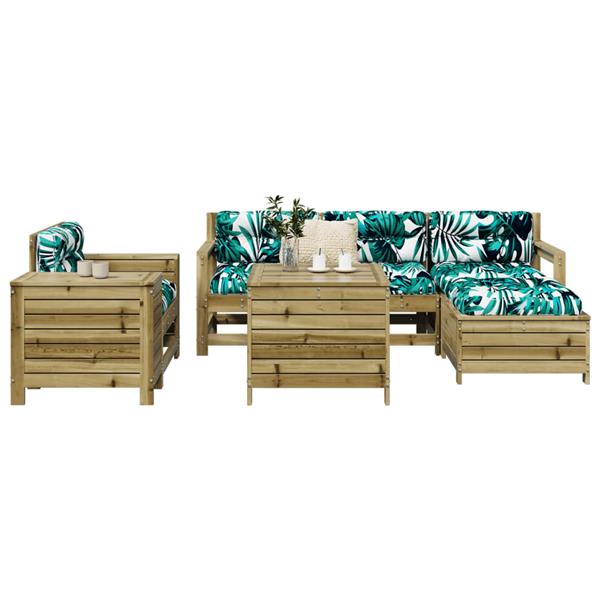 Grote foto vidaxl 7 delige loungeset ge mpregneerd grenenhout tuin en terras tuinmeubelen