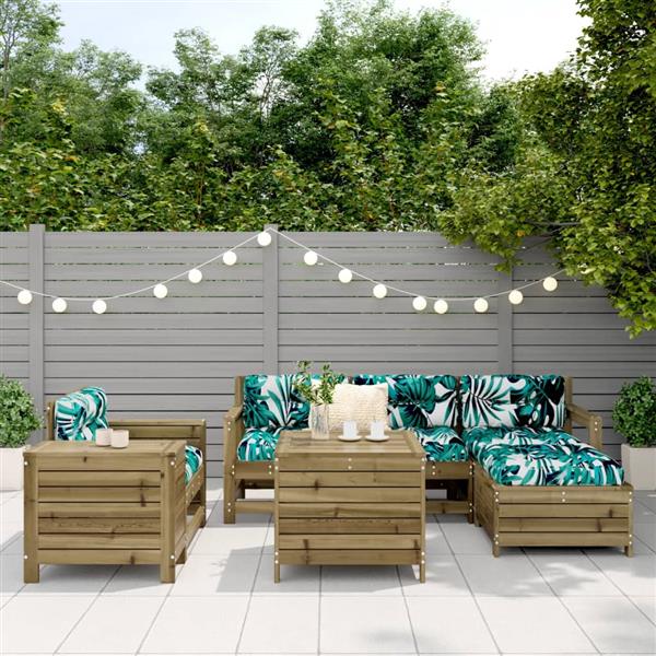 Grote foto vidaxl 7 delige loungeset ge mpregneerd grenenhout tuin en terras tuinmeubelen