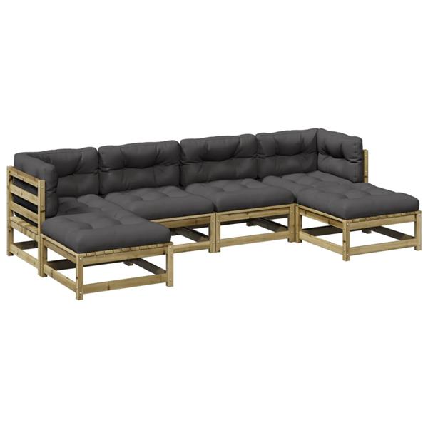 Grote foto vidaxl 6 delige loungeset met kussens ge mpregneerd grenenhout tuin en terras tuinmeubelen