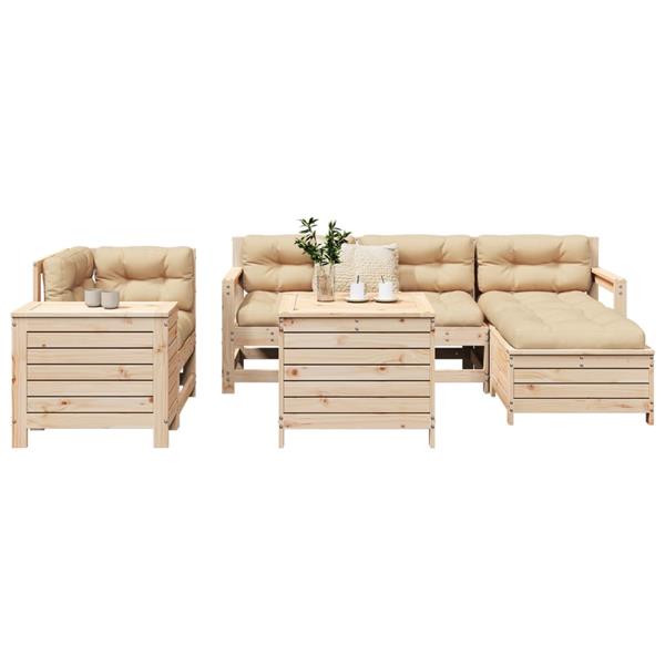 Grote foto vidaxl 7 delige loungeset massief grenenhout tuin en terras tuinmeubelen