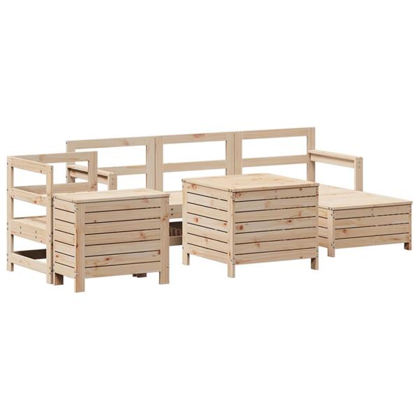 Grote foto vidaxl 7 delige loungeset massief grenenhout tuin en terras tuinmeubelen
