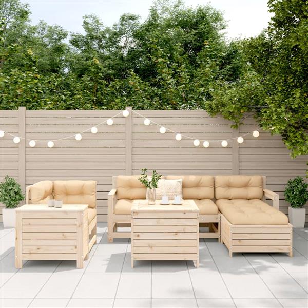 Grote foto vidaxl 7 delige loungeset massief grenenhout tuin en terras tuinmeubelen