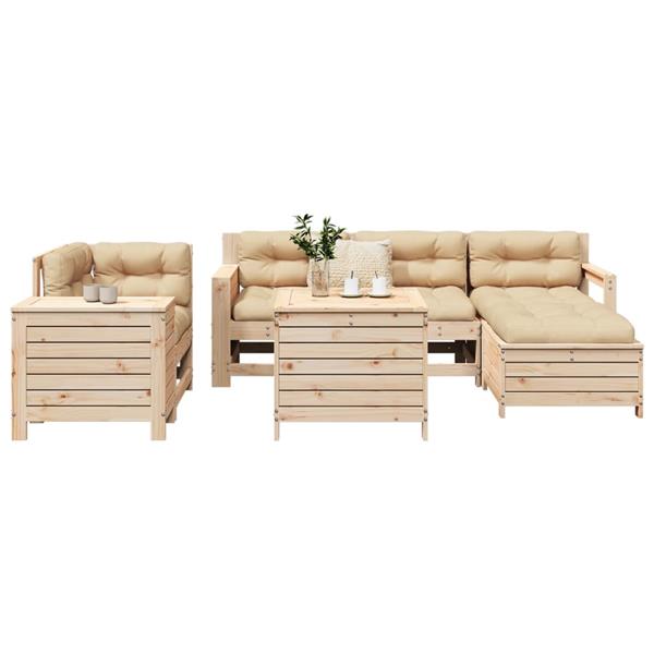 Grote foto vidaxl 7 delige loungeset massief grenenhout tuin en terras tuinmeubelen
