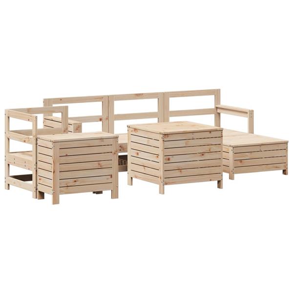 Grote foto vidaxl 7 delige loungeset massief grenenhout tuin en terras tuinmeubelen
