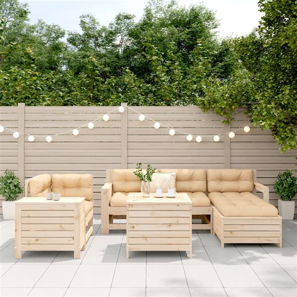 Grote foto vidaxl 7 delige loungeset massief grenenhout tuin en terras tuinmeubelen