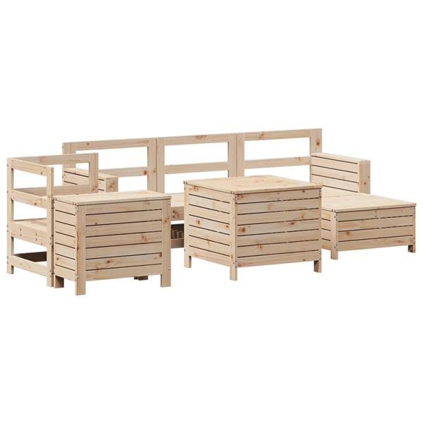 Grote foto vidaxl 7 delige loungeset massief grenenhout tuin en terras tuinmeubelen