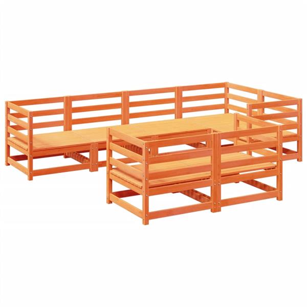 Grote foto vidaxl 7 delige loungeset massief grenenhout wasbruin tuin en terras tuinmeubelen