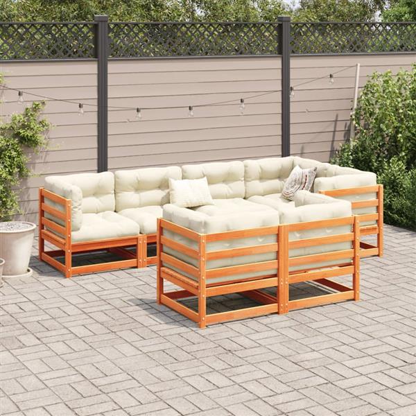 Grote foto vidaxl 7 delige loungeset massief grenenhout wasbruin tuin en terras tuinmeubelen