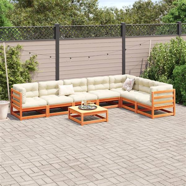 Grote foto vidaxl 8 delige loungeset massief grenenhout wasbruin tuin en terras tuinmeubelen
