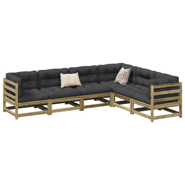 Grote foto vidaxl 6 delige loungeset met kussens ge mpregneerd grenenhout tuin en terras tuinmeubelen