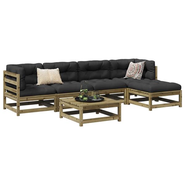Grote foto vidaxl 6 delige loungeset met kussens ge mpregneerd grenenhout tuin en terras tuinmeubelen