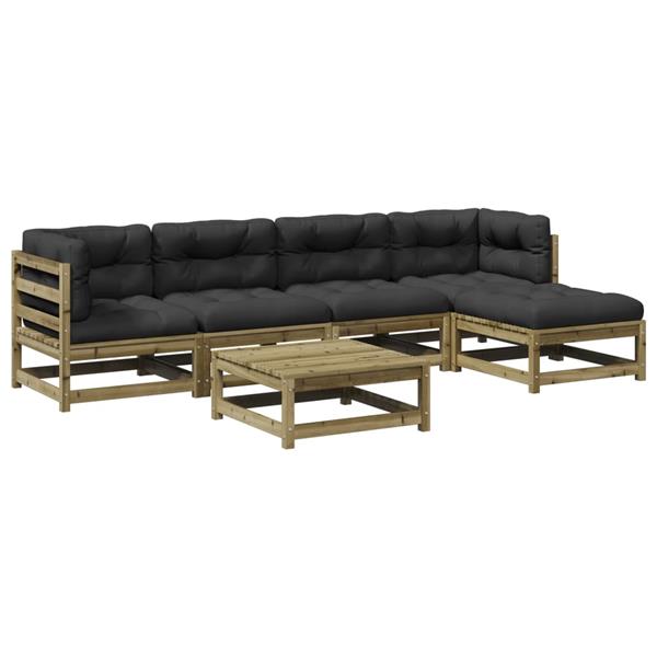 Grote foto vidaxl 6 delige loungeset met kussens ge mpregneerd grenenhout tuin en terras tuinmeubelen