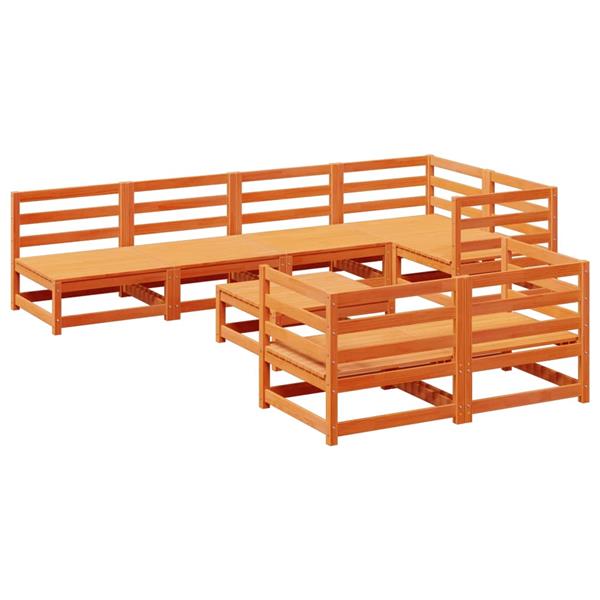 Grote foto vidaxl 8 delige loungeset massief grenenhout wasbruin tuin en terras tuinmeubelen