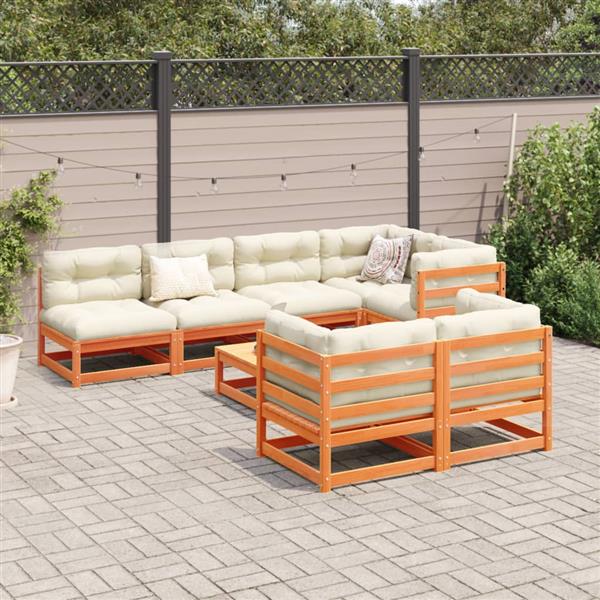 Grote foto vidaxl 8 delige loungeset massief grenenhout wasbruin tuin en terras tuinmeubelen