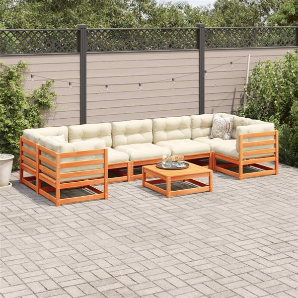 Grote foto vidaxl 8 delige loungeset massief grenenhout wasbruin tuin en terras tuinmeubelen