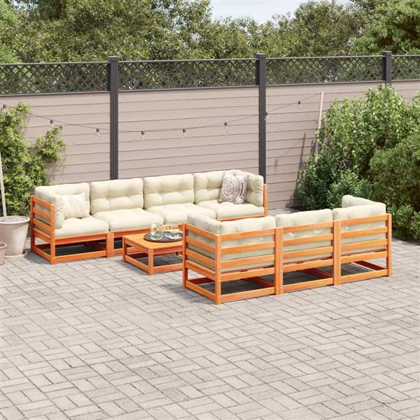 Grote foto vidaxl 8 delige loungeset massief grenenhout wasbruin tuin en terras tuinmeubelen