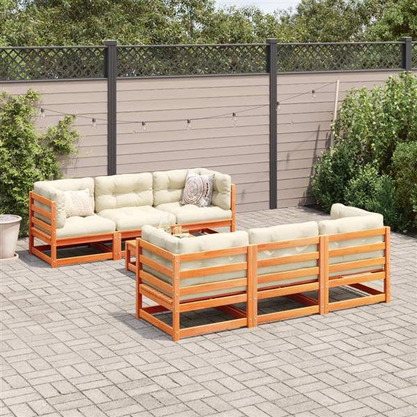 Grote foto vidaxl 7 delige loungeset massief grenenhout wasbruin tuin en terras tuinmeubelen
