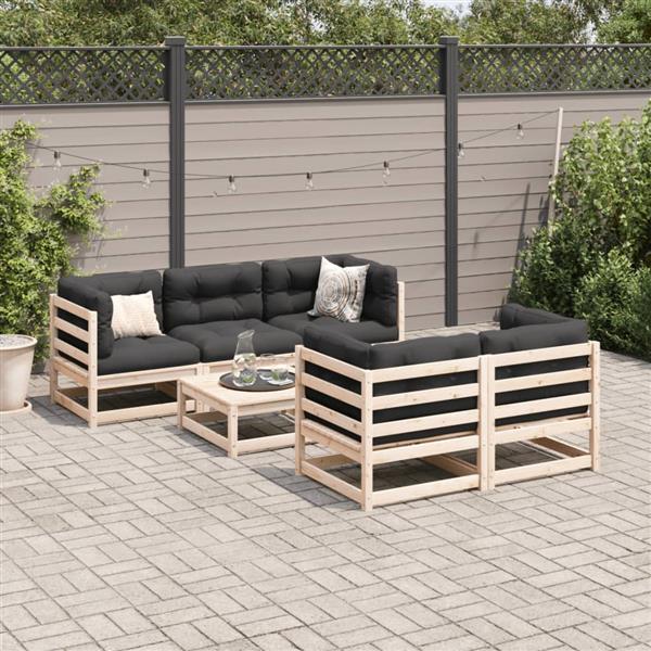 Grote foto vidaxl 6 delige loungeset met kussens massief grenenhout tuin en terras tuinmeubelen