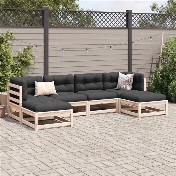 Grote foto vidaxl 6 delige loungeset met kussens massief grenenhout tuin en terras tuinmeubelen