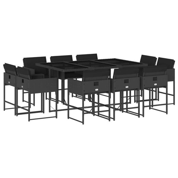 Grote foto vidaxl 11 delige tuinset met kussens poly rattan zwart tuin en terras tuinmeubelen