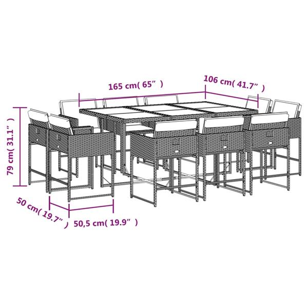 Grote foto vidaxl 11 delige tuinset met kussens poly rattan zwart tuin en terras tuinmeubelen