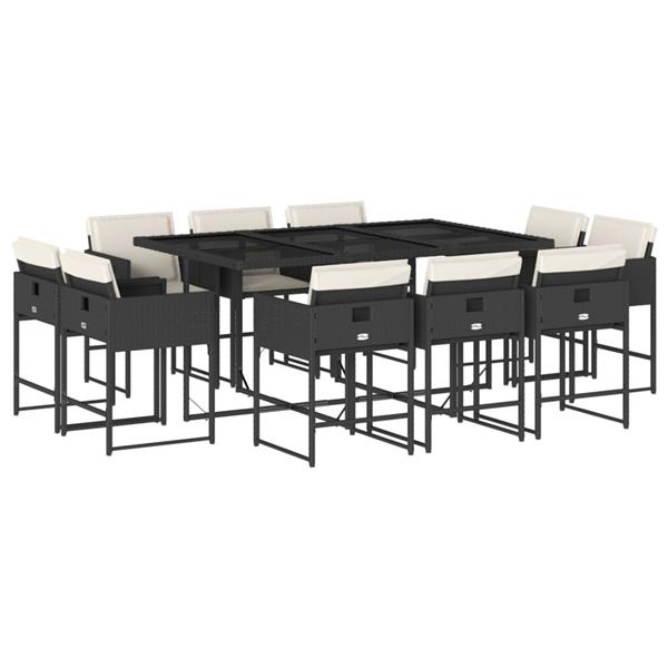 Grote foto vidaxl 11 delige tuinset met kussens poly rattan zwart tuin en terras tuinmeubelen