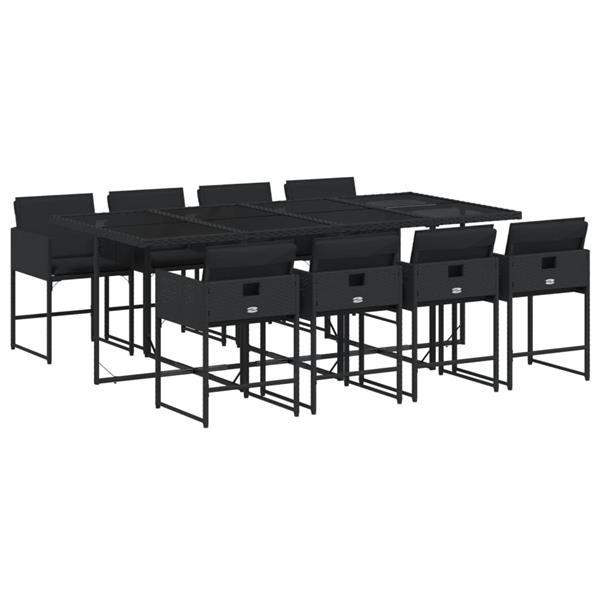 Grote foto vidaxl 9 delige tuinset poly rattan zwart tuin en terras tuinmeubelen
