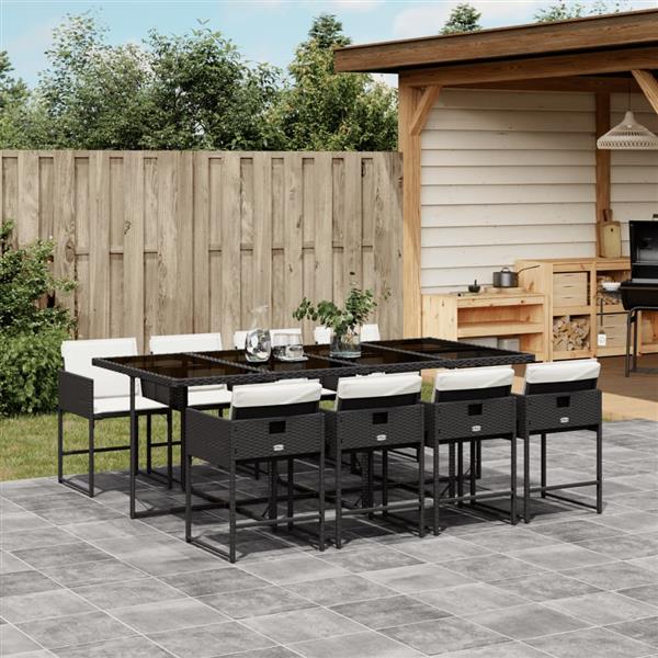 Grote foto vidaxl 9 delige tuinset poly rattan zwart tuin en terras tuinmeubelen