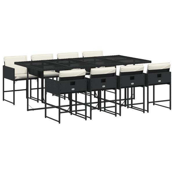 Grote foto vidaxl 9 delige tuinset poly rattan zwart tuin en terras tuinmeubelen