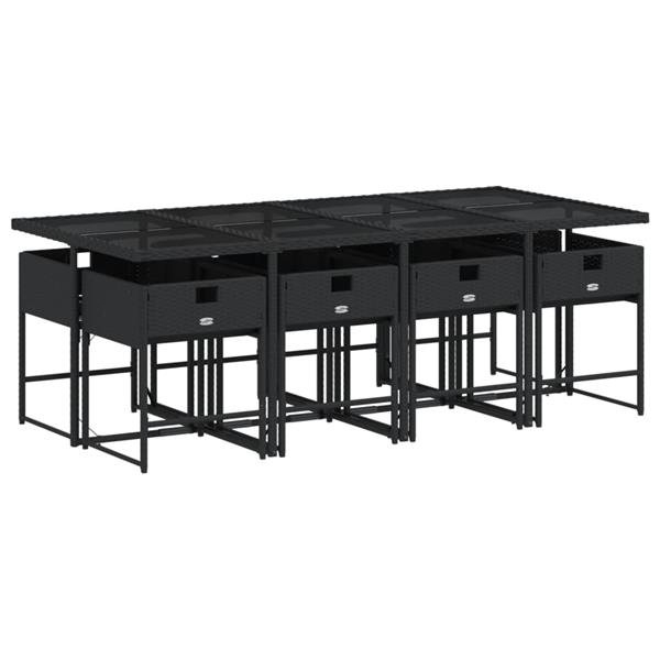 Grote foto vidaxl 9 delige tuinset poly rattan zwart tuin en terras tuinmeubelen