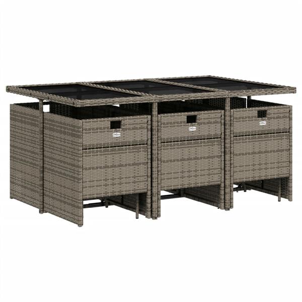 Grote foto vidaxl 11 delige tuinset met kussens poly rattan grijs tuin en terras tuinmeubelen