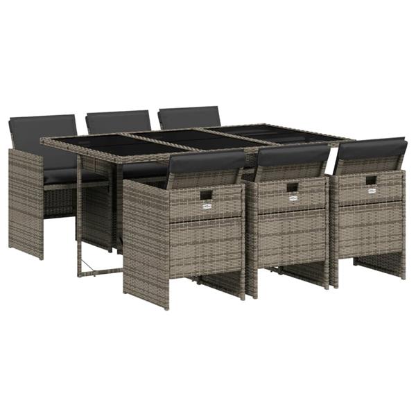 Grote foto vidaxl 7 delige tuinset met kussens poly rattan grijs tuin en terras tuinmeubelen