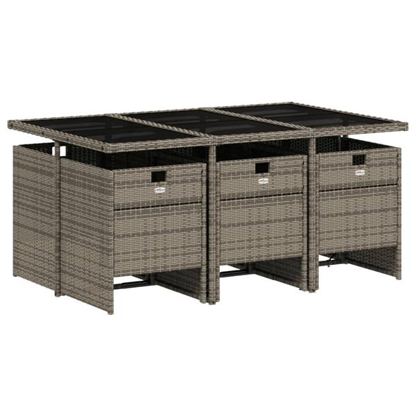 Grote foto vidaxl 7 delige tuinset met kussens poly rattan grijs tuin en terras tuinmeubelen
