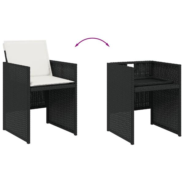 Grote foto vidaxl 7 delige tuinset met kussens poly rattan zwart tuin en terras tuinmeubelen