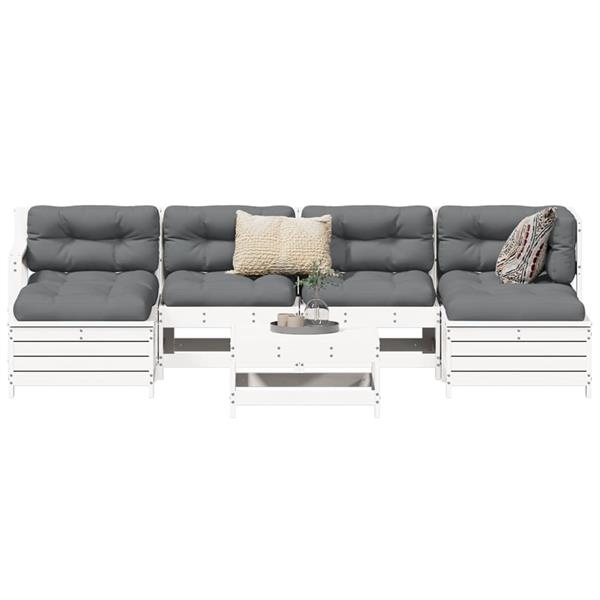 Grote foto vidaxl 7 delige loungeset massief grenenhout wit tuin en terras tuinmeubelen