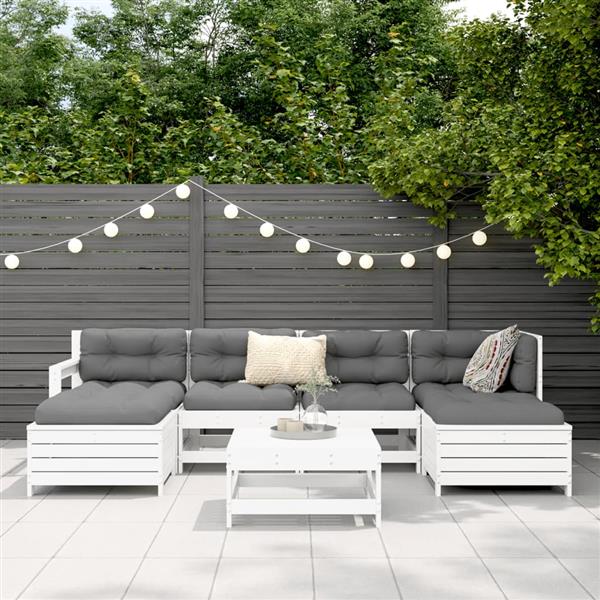 Grote foto vidaxl 7 delige loungeset massief grenenhout wit tuin en terras tuinmeubelen