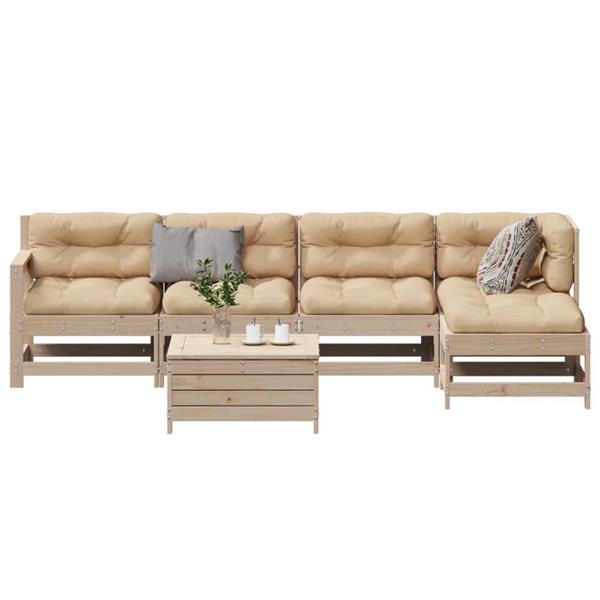 Grote foto vidaxl 6 delige loungeset met kussens massief grenenhout tuin en terras tuinmeubelen