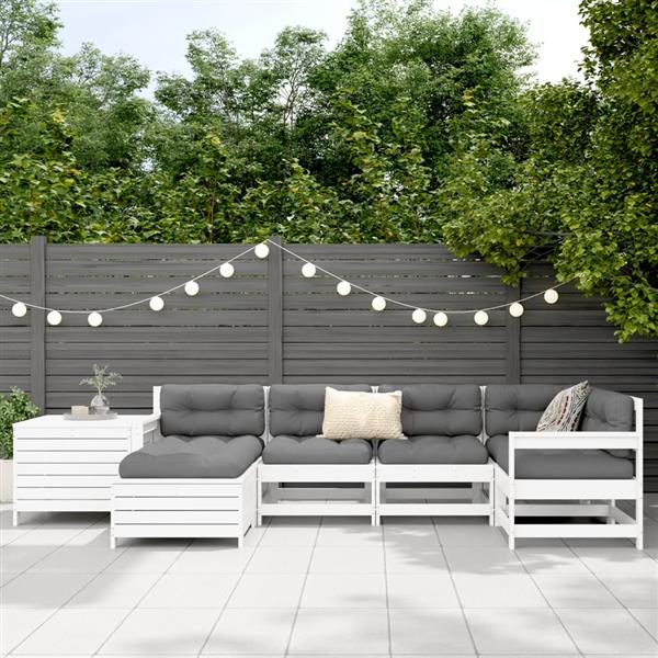 Grote foto vidaxl 7 delige loungeset massief grenenhout wit tuin en terras tuinmeubelen