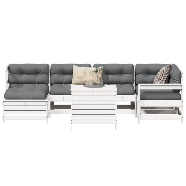Grote foto vidaxl 7 delige loungeset massief grenenhout wit tuin en terras tuinmeubelen