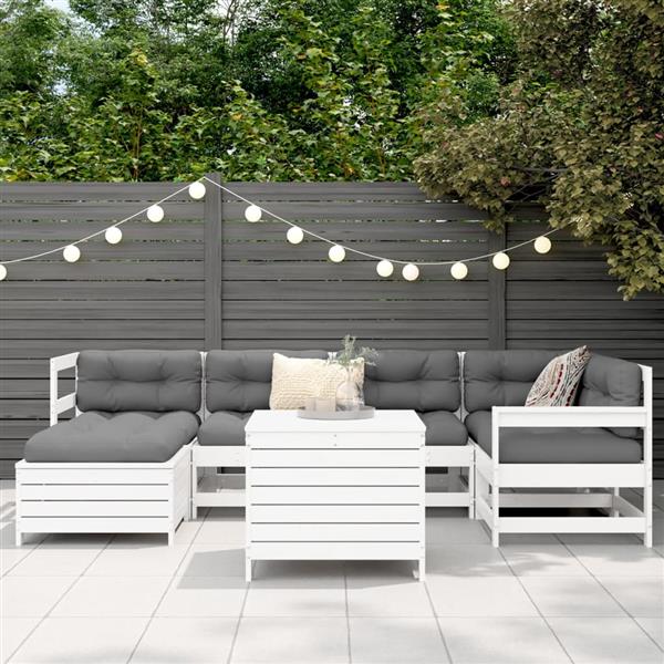 Grote foto vidaxl 7 delige loungeset massief grenenhout wit tuin en terras tuinmeubelen