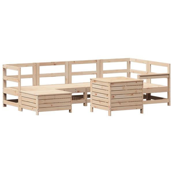 Grote foto vidaxl 7 delige loungeset massief grenenhout tuin en terras tuinmeubelen