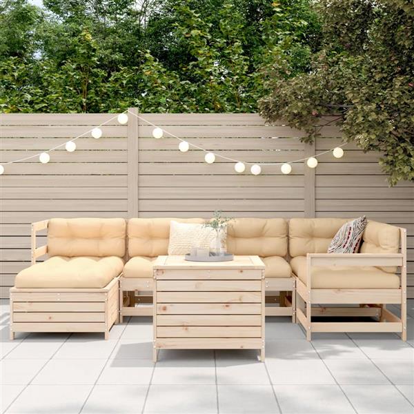 Grote foto vidaxl 7 delige loungeset massief grenenhout tuin en terras tuinmeubelen