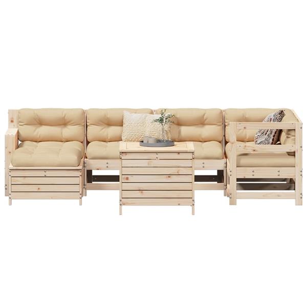 Grote foto vidaxl 7 delige loungeset massief grenenhout tuin en terras tuinmeubelen