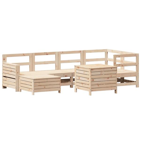Grote foto vidaxl 7 delige loungeset massief grenenhout tuin en terras tuinmeubelen