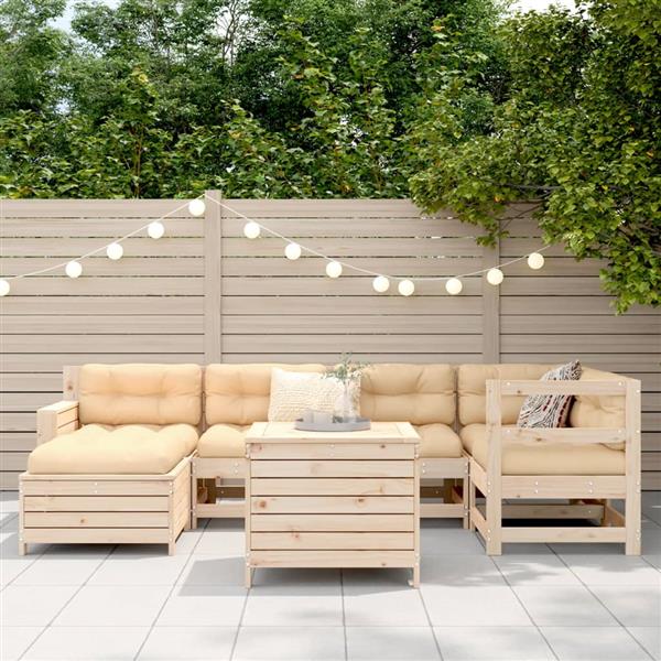 Grote foto vidaxl 7 delige loungeset massief grenenhout tuin en terras tuinmeubelen