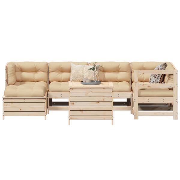 Grote foto vidaxl 7 delige loungeset massief grenenhout tuin en terras tuinmeubelen