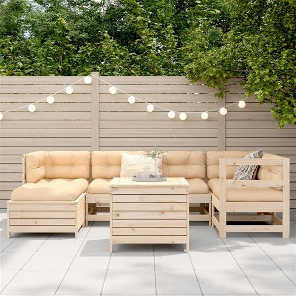 Grote foto vidaxl 7 delige loungeset massief grenenhout tuin en terras tuinmeubelen